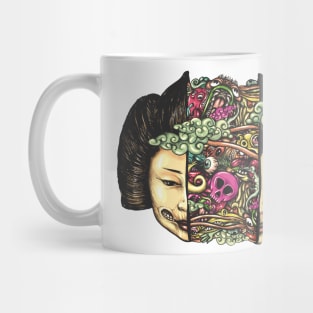 Split Head Gueisha Doodle Mug